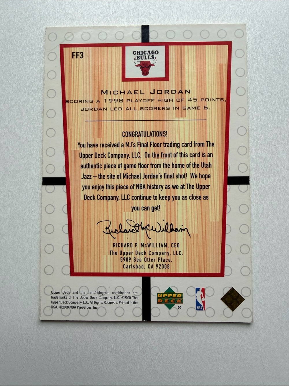 2000 MJ Final Floor Jumbo Relic Michael Jordan - Picture 3 of 4